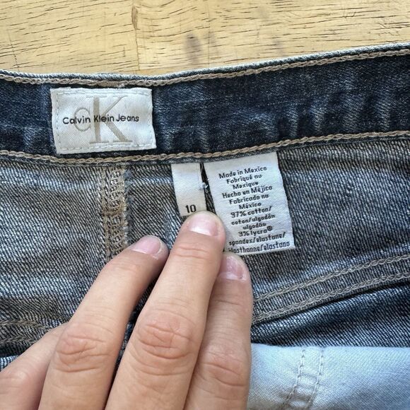 Calvin Klein Vtg. Y2k Denim Pencil Skirt Women's Size 10 Pockets Front Slit EUC - Picture 12 of 13